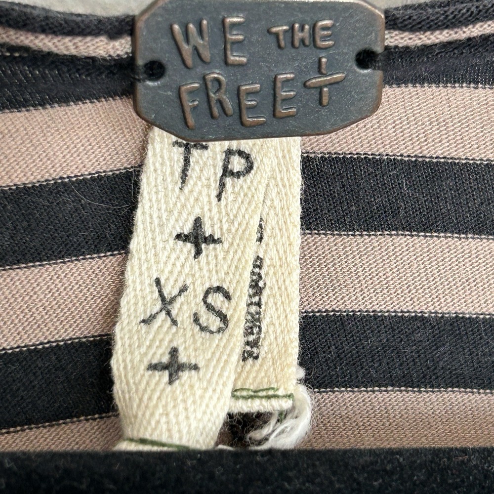 VTG Y2k Free People Striped T Shirt XS Grunge Indie Sleaze Festival V Neck Peru - Picture 8 of 11